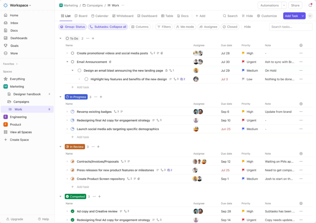 Project management tool - Clickup